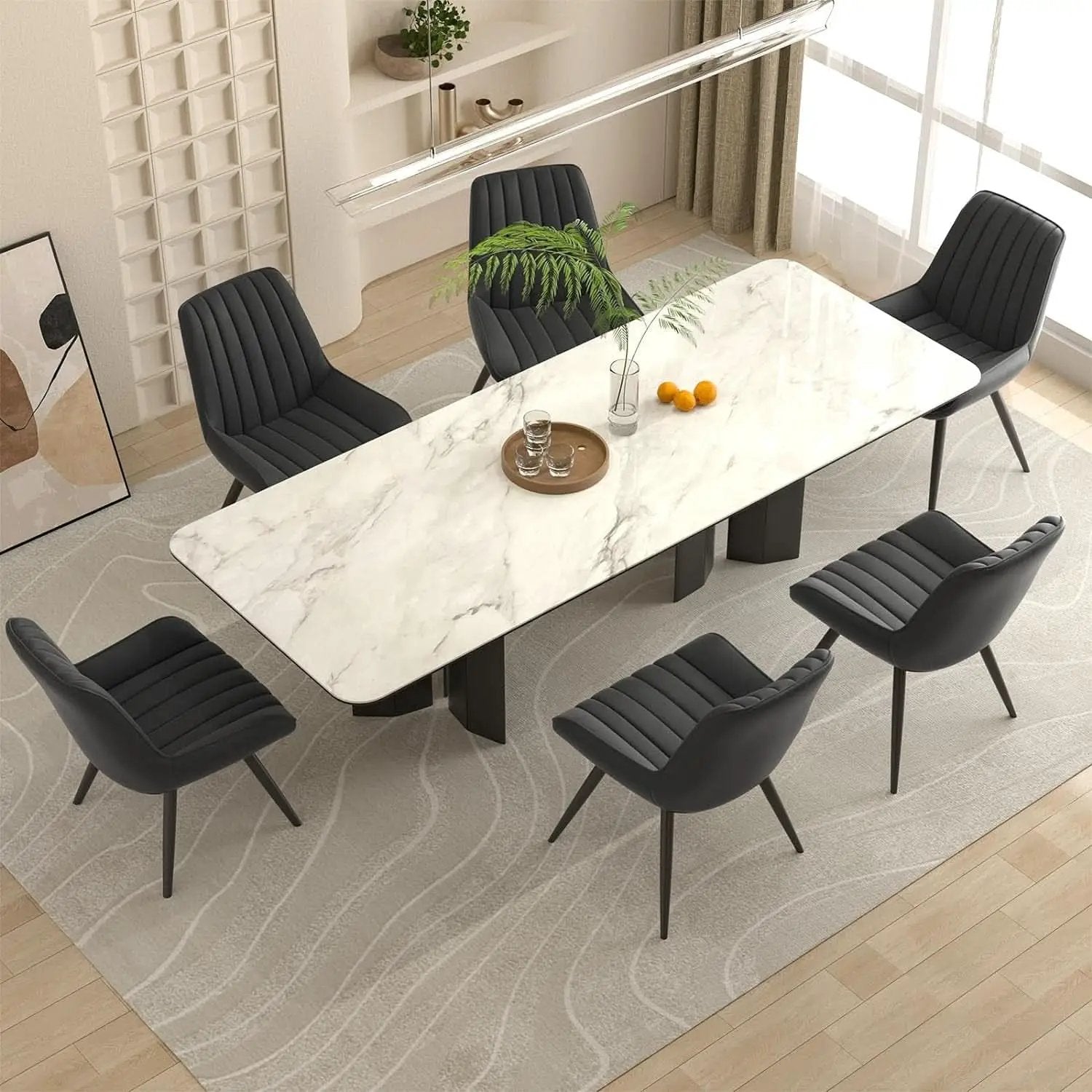 Black Modern Dining Chairs Set Of 4 With Thick Cushions from PriceLows™