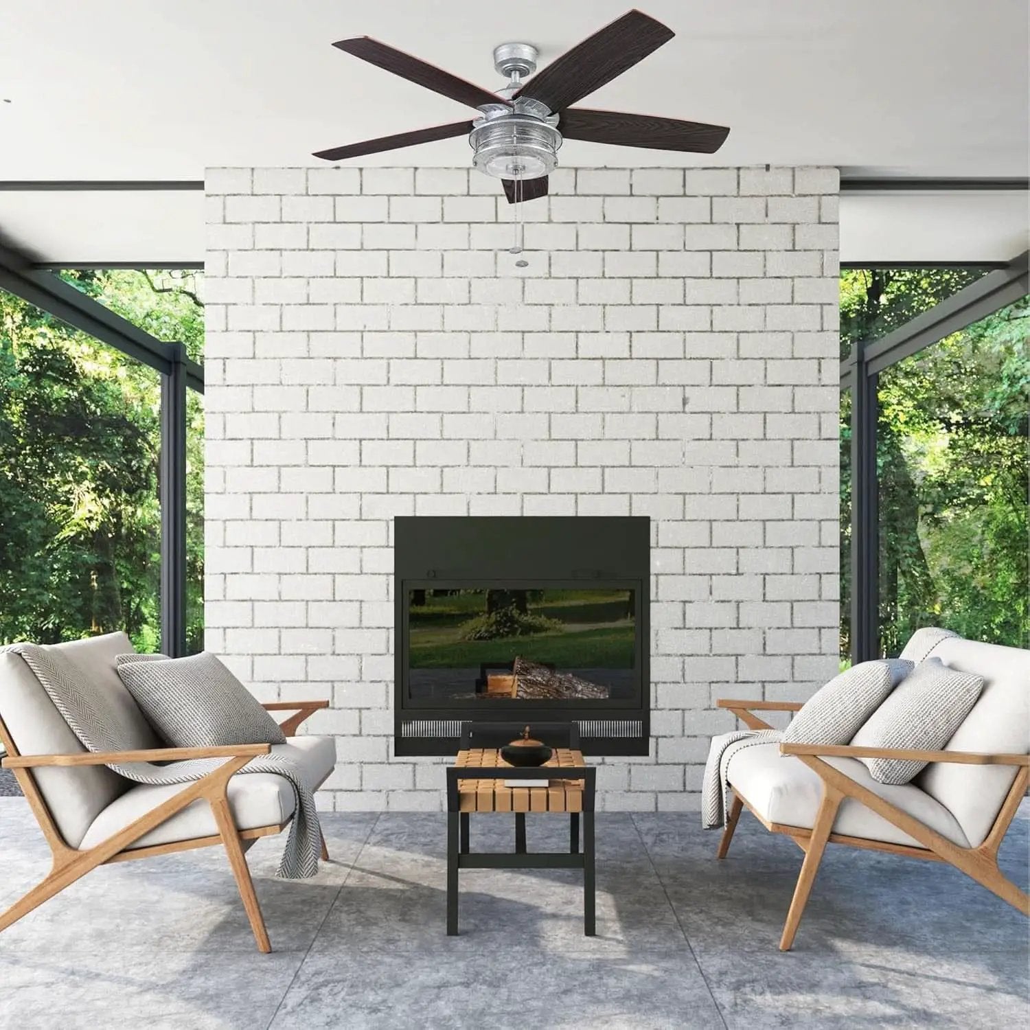 52 Inch Indoor Outdoor Ceiling Fan LED Light Dual Mount from PriceLows™