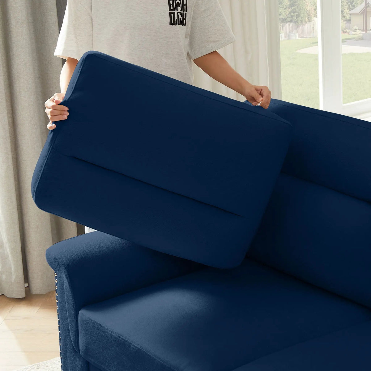 3 Seater Stationary Sofa | High-Density Foam And Spring Pack | 84.2 Inch Length | Solid Structure