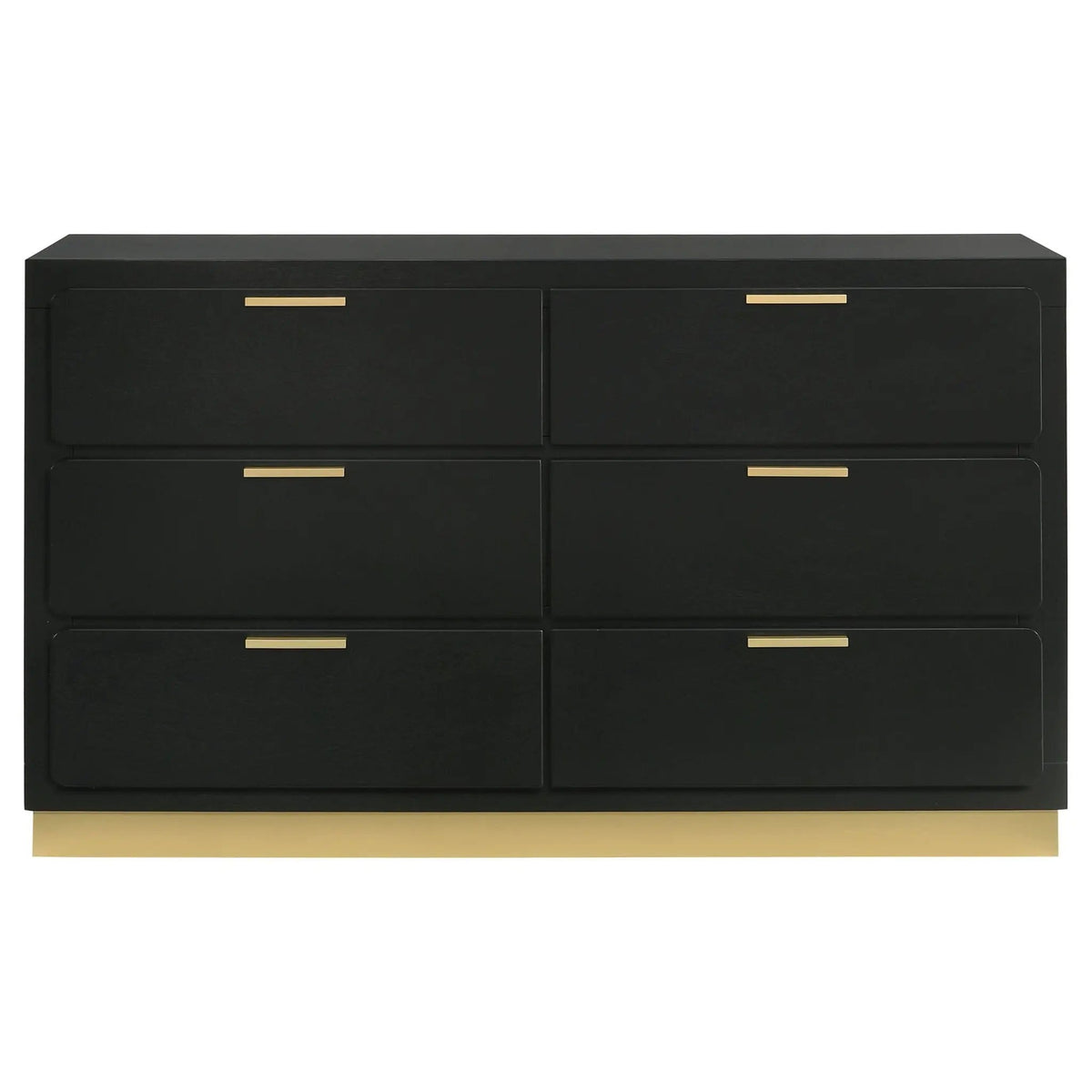 Caraway 6-drawer Dresser | 59 x 17.25 x 34.75 in | Rubberwood & Engineered Wood | Black