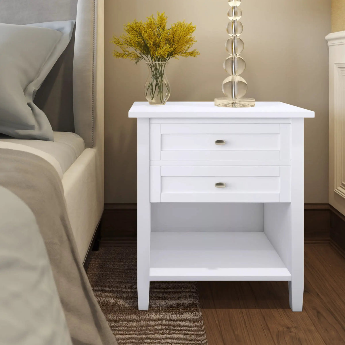 Warm Shaker Bedside Table | Handcrafted Solid Wood | NC Lacquer Finish | Multipurpose Design