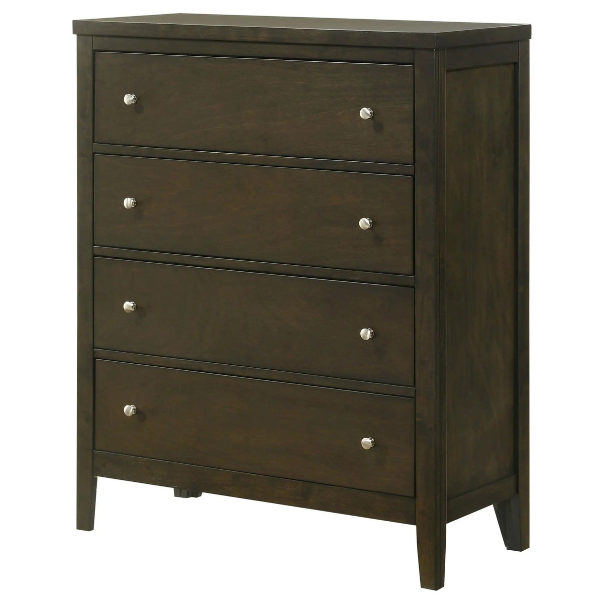Wilkes 4-drawer Chest of Drawers Dark Cocoa | 35 x 15.25 x 43.5 in | Rubberwood & Engineered Wood | Bedroom