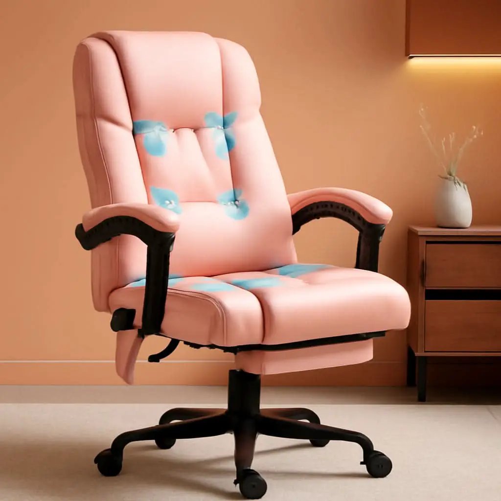 Pink Massage Office Chair With 6 Vibration Points Footrest from PriceLows™