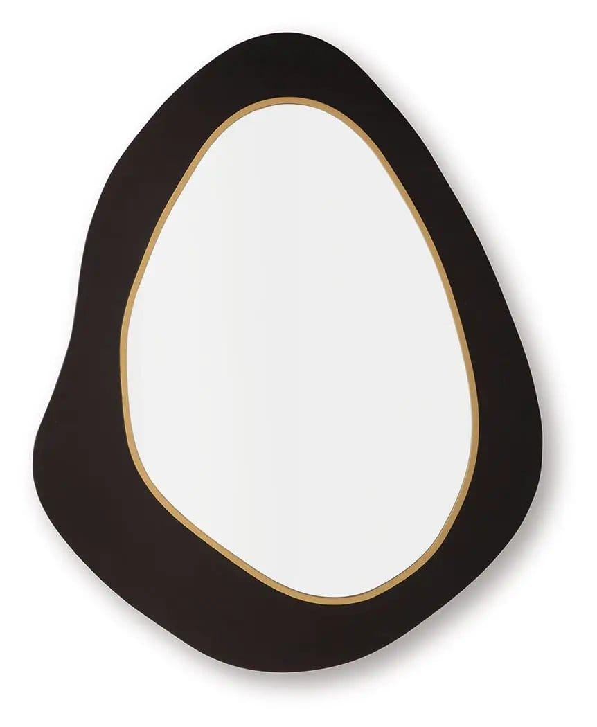 Kierlock Accent Mirror | 32.38 x 0.5 x 40.25 in | Living Room Furniture | Black / Gold Finish