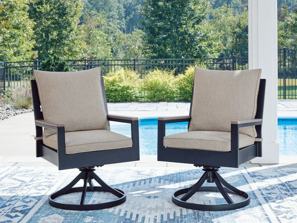 East Beach Swivel Chairs | Set Of 2 | Blue | Cushions Included