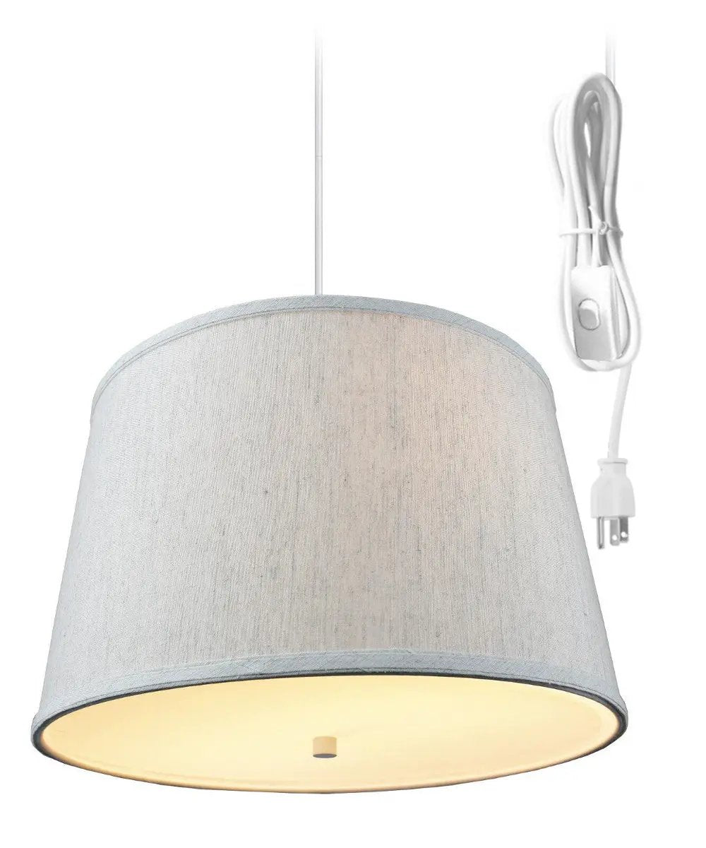 Swag Plug In Pendant Light | 2 Light | Textured Oatmeal | 10 Inch Wide