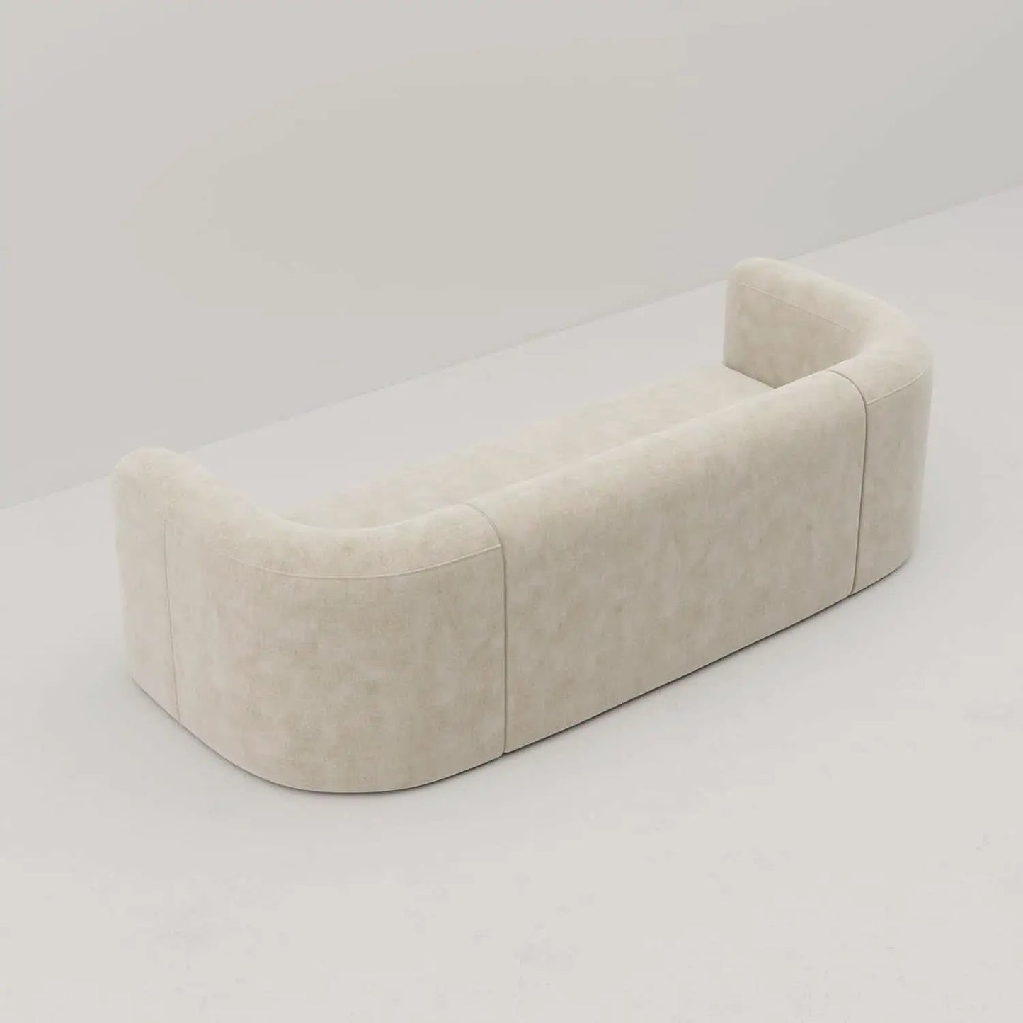 Cream Velvet 3 Seater Modern Sofa With Curved Backrest from PriceLows™