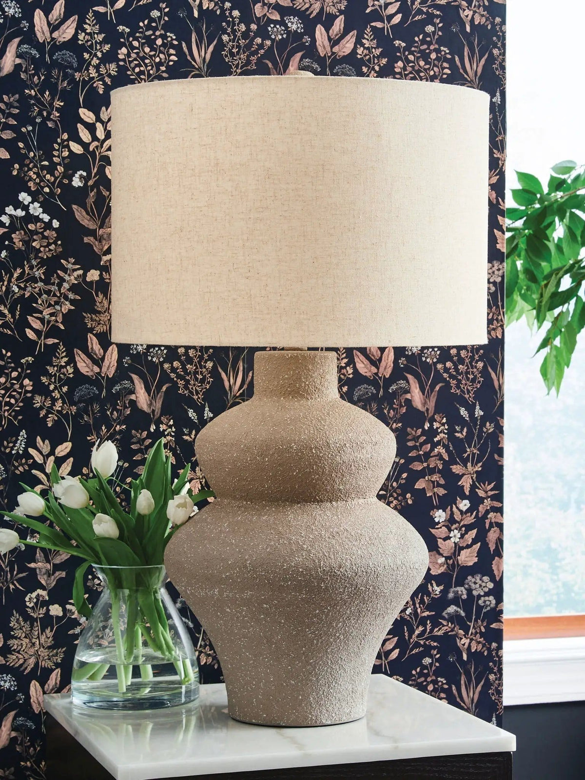 Jossleigh Metal Table Lamp | 18.63 x 18.63 x 31.75 in | Fabric & Metal | Beige