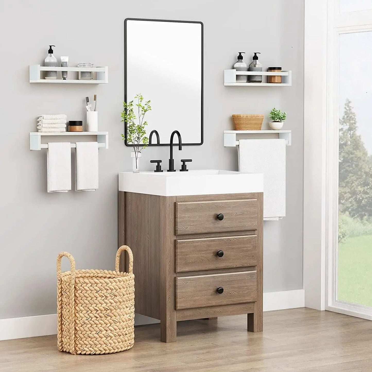 Floating Nursery Wall Shelves Set of 4 White Bookshelves from PriceLows™