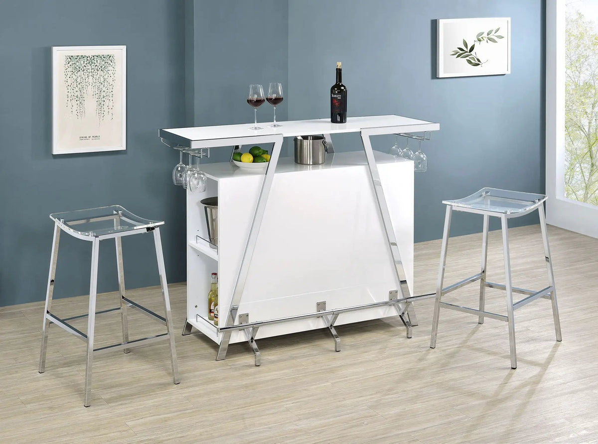 Araceli Freestanding LED Home Bar Cabinet White High Gloss | 52.25 x 21.25 x 41.5 in | Home Furniture | Home