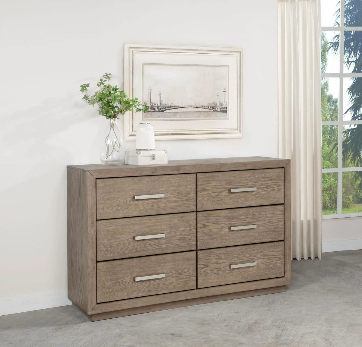 Kenora 6-drawer Dresser Barley | 64 x 18 x 40.25 in | Wood | Brown