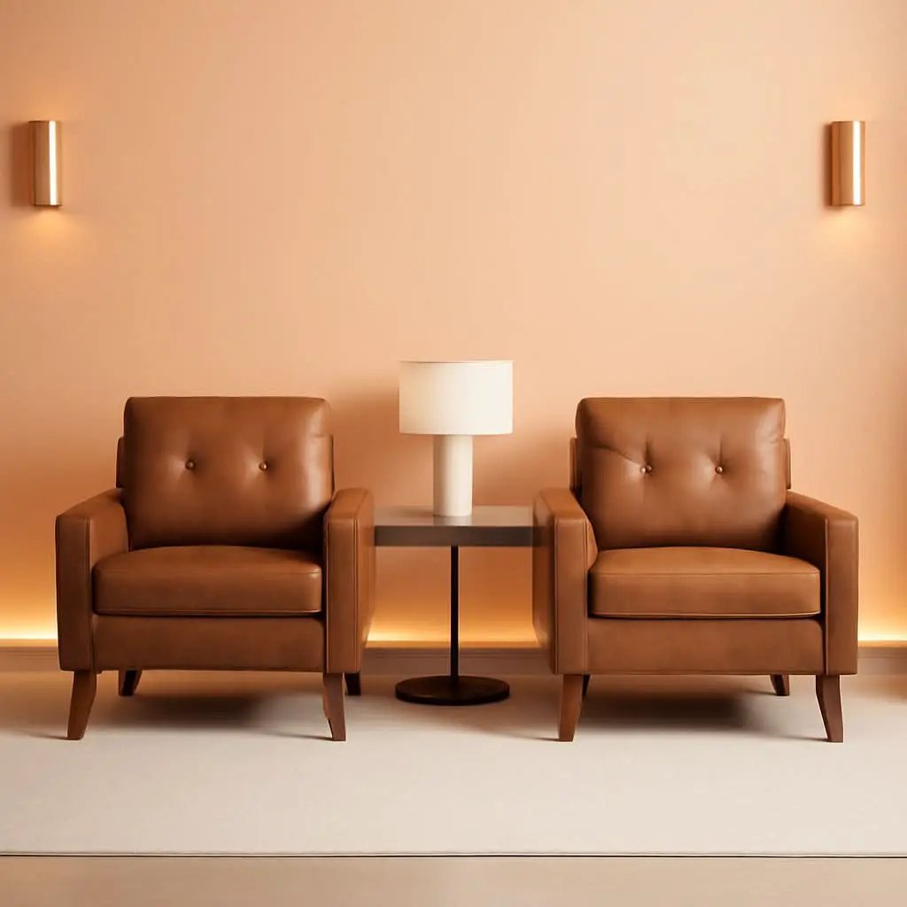 Brown Distinctive Tufted Faux Leather Armchairs Set from PriceLows™