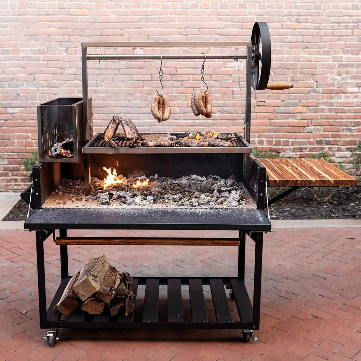 Heavy-Duty Argentine Santa Maria Wood Fire And Charcoal BBQ Grill With Brasero | Steel | Outdoor Grill | Outdoor Living
