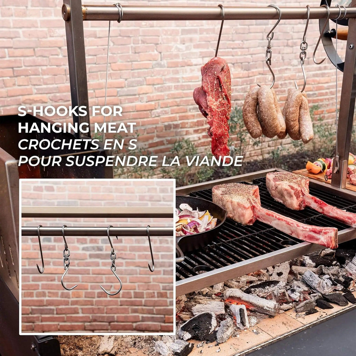 Heavy-Duty Argentine Santa Maria Wood Fire And Charcoal BBQ Grill With Brasero | Steel | Outdoor Grill | Outdoor Living