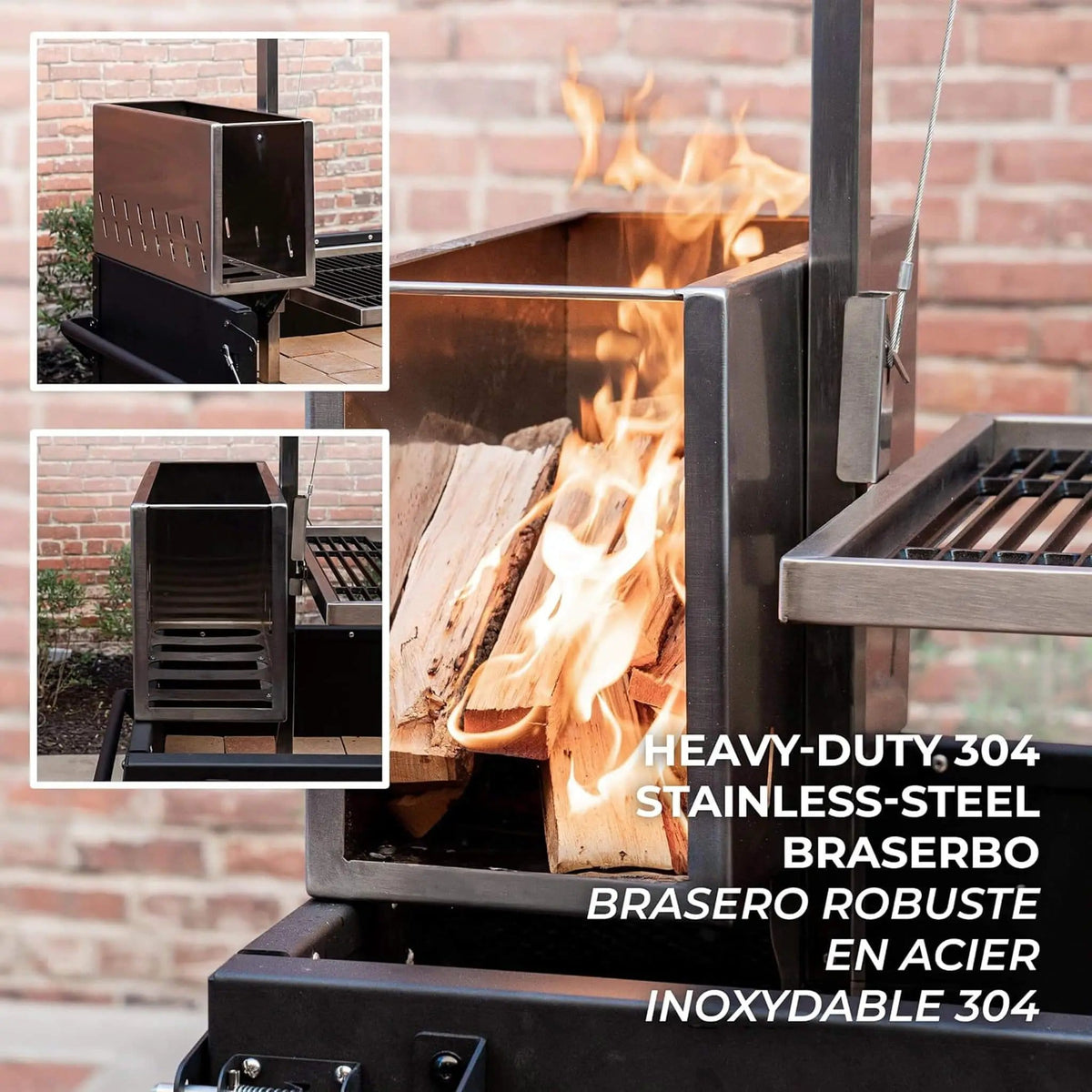Heavy-Duty Argentine Santa Maria Wood Fire And Charcoal BBQ Grill With Brasero | Steel | Outdoor Grill | Outdoor Living