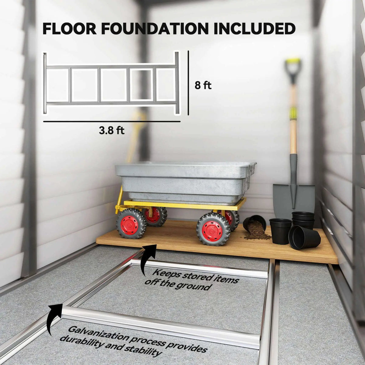 Galvanized Steel Storage Shed | Heavy-Duty Outdoor Design | Lockable Double Doors | Rust And UV Resistant