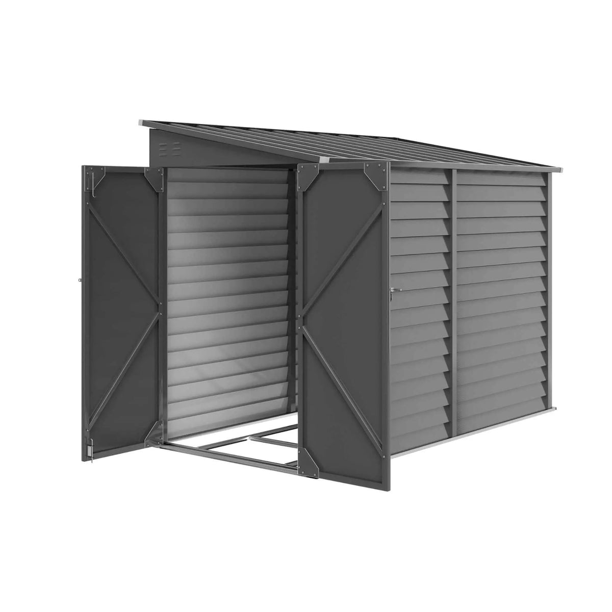 Galvanized Steel Storage Shed | Heavy-Duty Outdoor Design | Lockable Double Doors | Rust And UV Resistant