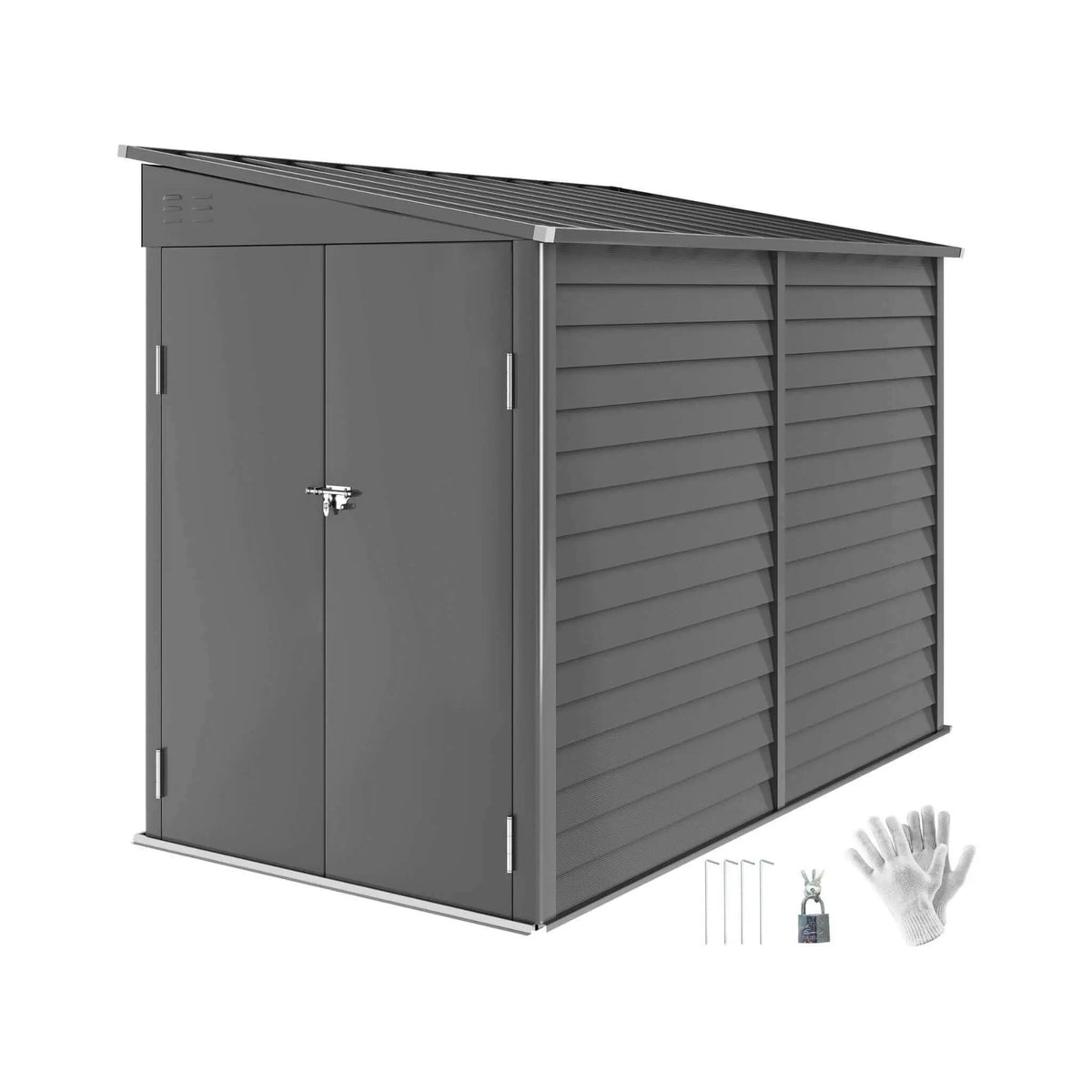 Galvanized Steel Storage Shed | Heavy-Duty Outdoor Design | Lockable Double Doors | Rust And UV Resistant