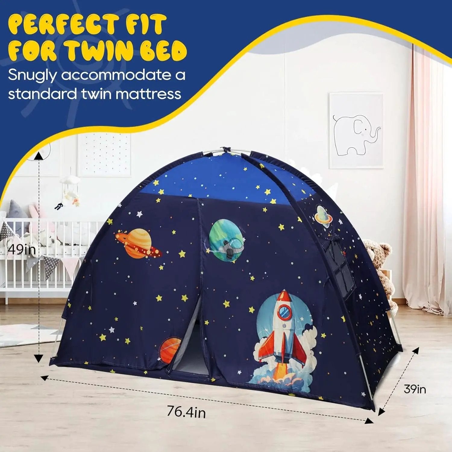 Twin Bed Tent Canopy Blue Black out Privacy Indoor Play house For Kids from PriceLows™