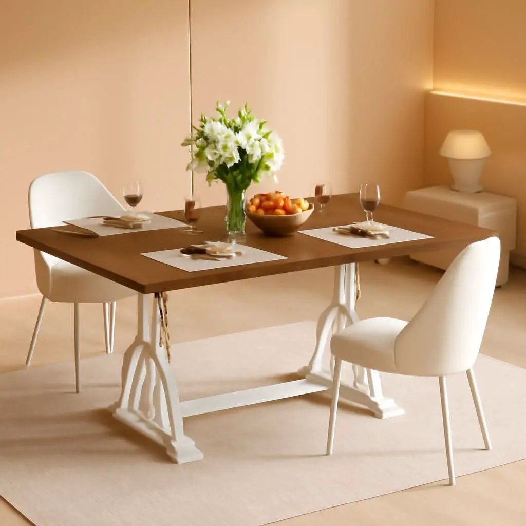 Walnut Rectangular Dining Table With Thick Top Seats 6 8 from PriceLows™