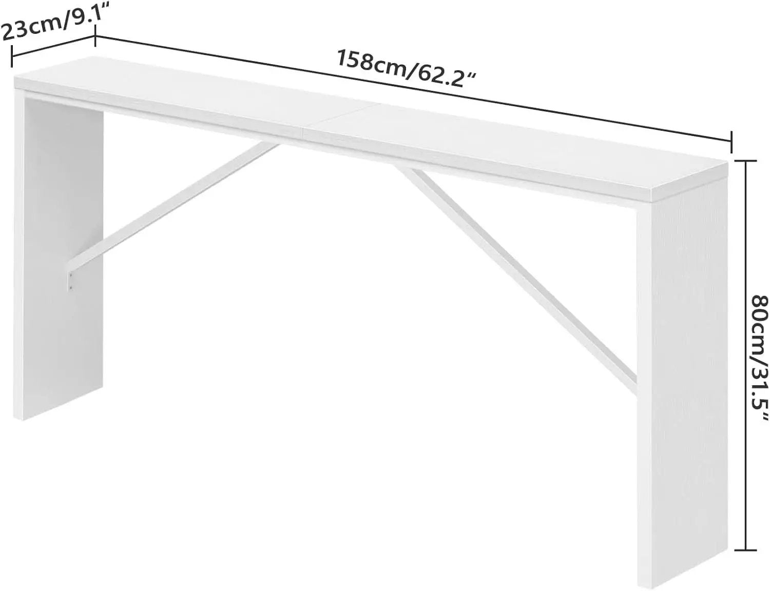 62.2-Inch Industrial White Console Table With Metal Frame from PriceLows™