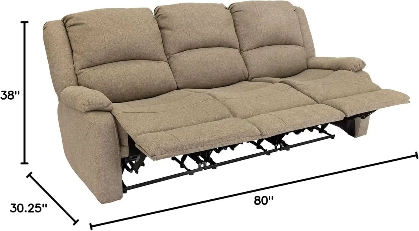 Charles 80In Triple Recliner RV Sofa Oatmeal Zero Wall from PriceLows™
