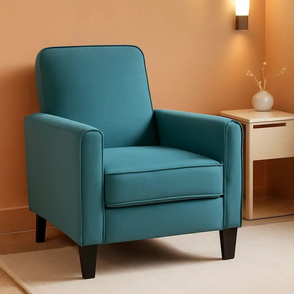 Dark Teal Fabric Recliner Club Chair 26.75W 36.25H from PriceLows™