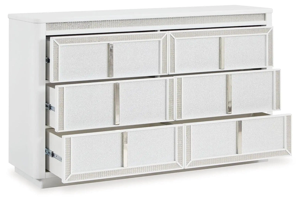Chalanna Storage Bedroom Set | 4 Piece Bedroom Set | Solid Wood & Faux Leather | Bedroom