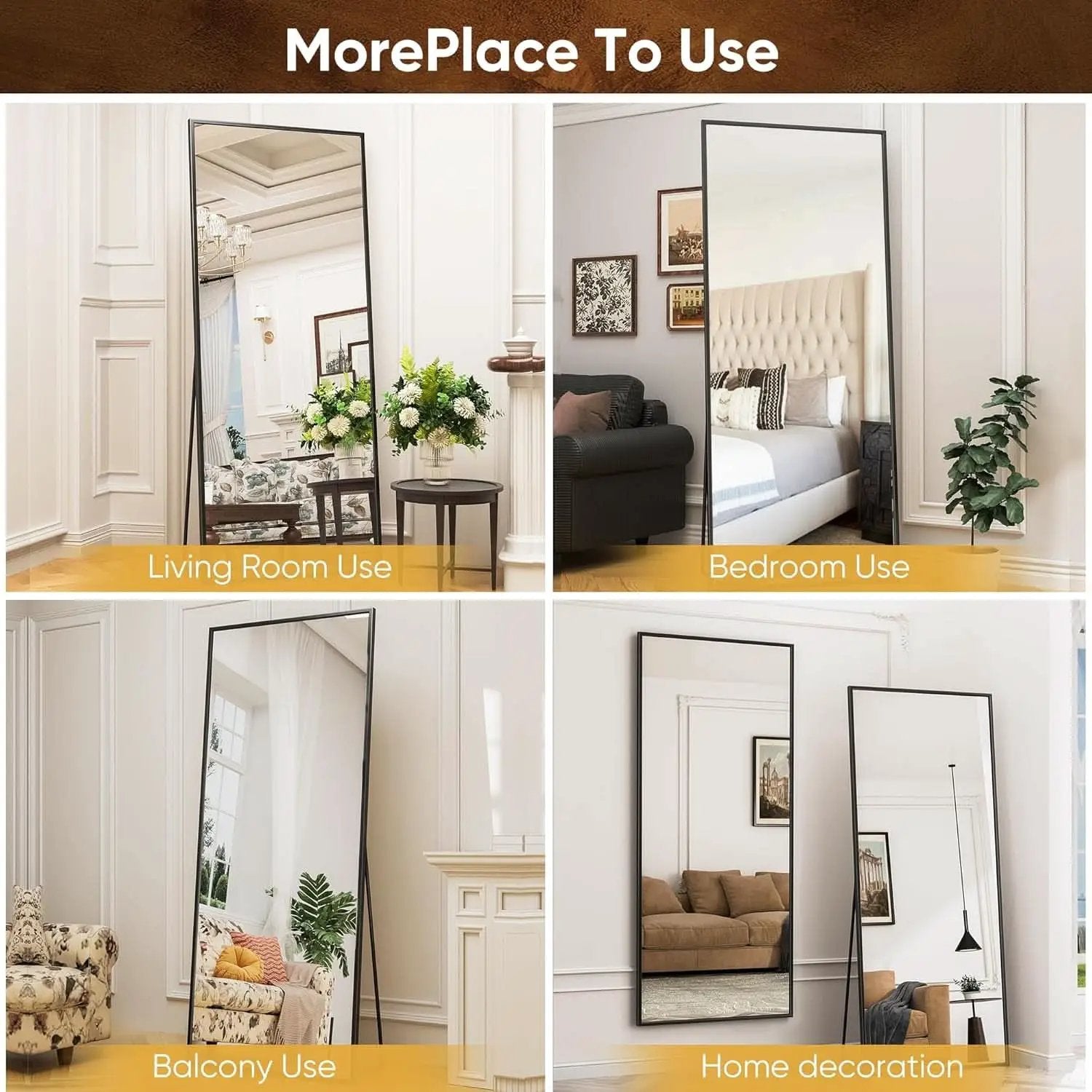 71x28 Inch Black Full Length Floor Mirror For Bedroom from PriceLows™