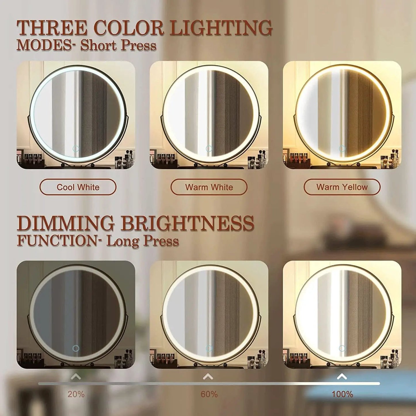 Vanity Desk Set With Drawers And LED Lighted Mirror from PriceLows™