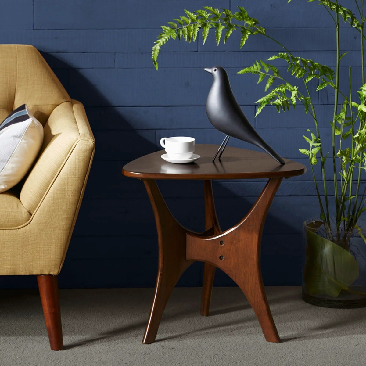 Triangle Accent Table | Wood Veneer Top | Natural Elm Finish