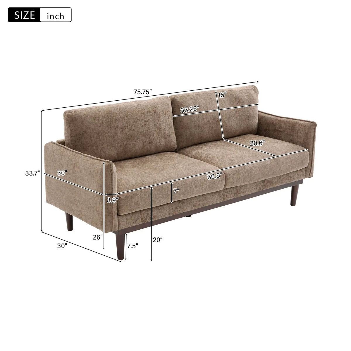 Loveseat Sofa With Spacious Seating | 2 Pieces | Fabric & Wood | Living Room