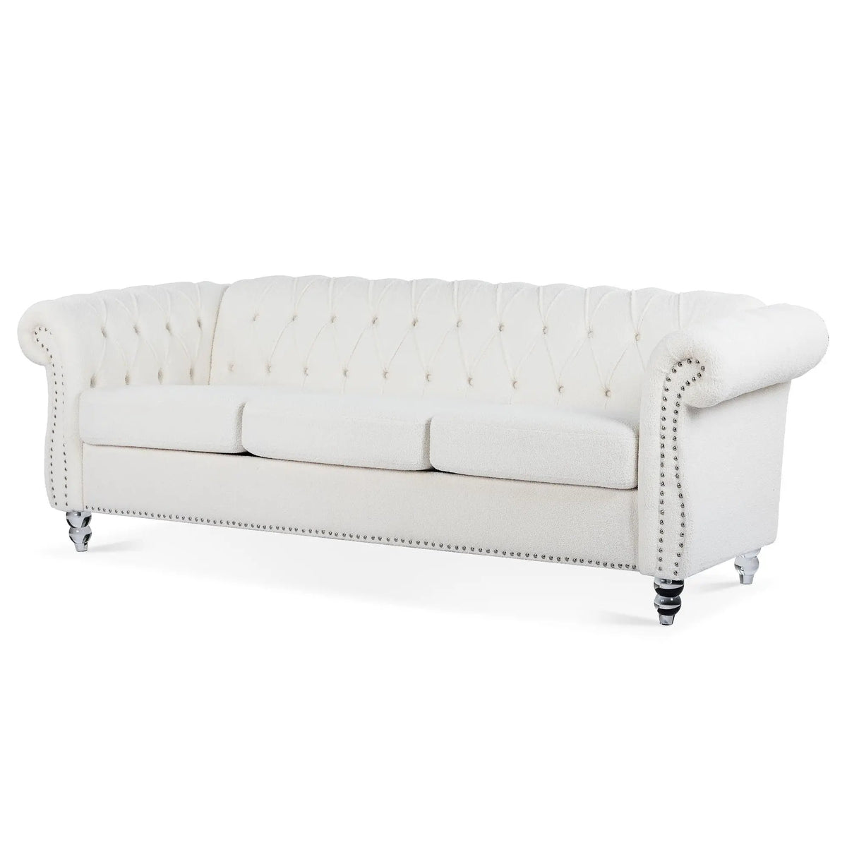 Rolled Arm Chesterfield Sofa | 3 Seater | Staggered Deep Pull Buckles | TB117 Compliant