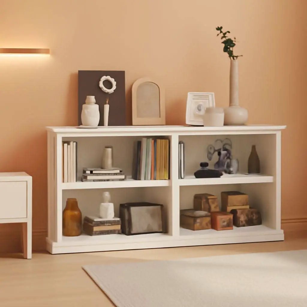 White Double Wide Bookshelf 64 Inch 2 Tier Storage Unit from PriceLows™