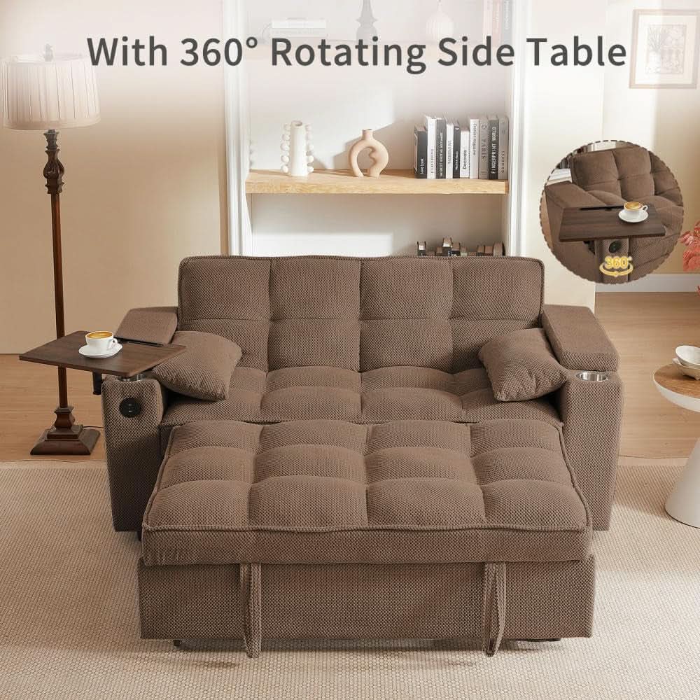 65 Inches Durable Convertible Sleeper Sofa ChocolateBrown from PriceLows™