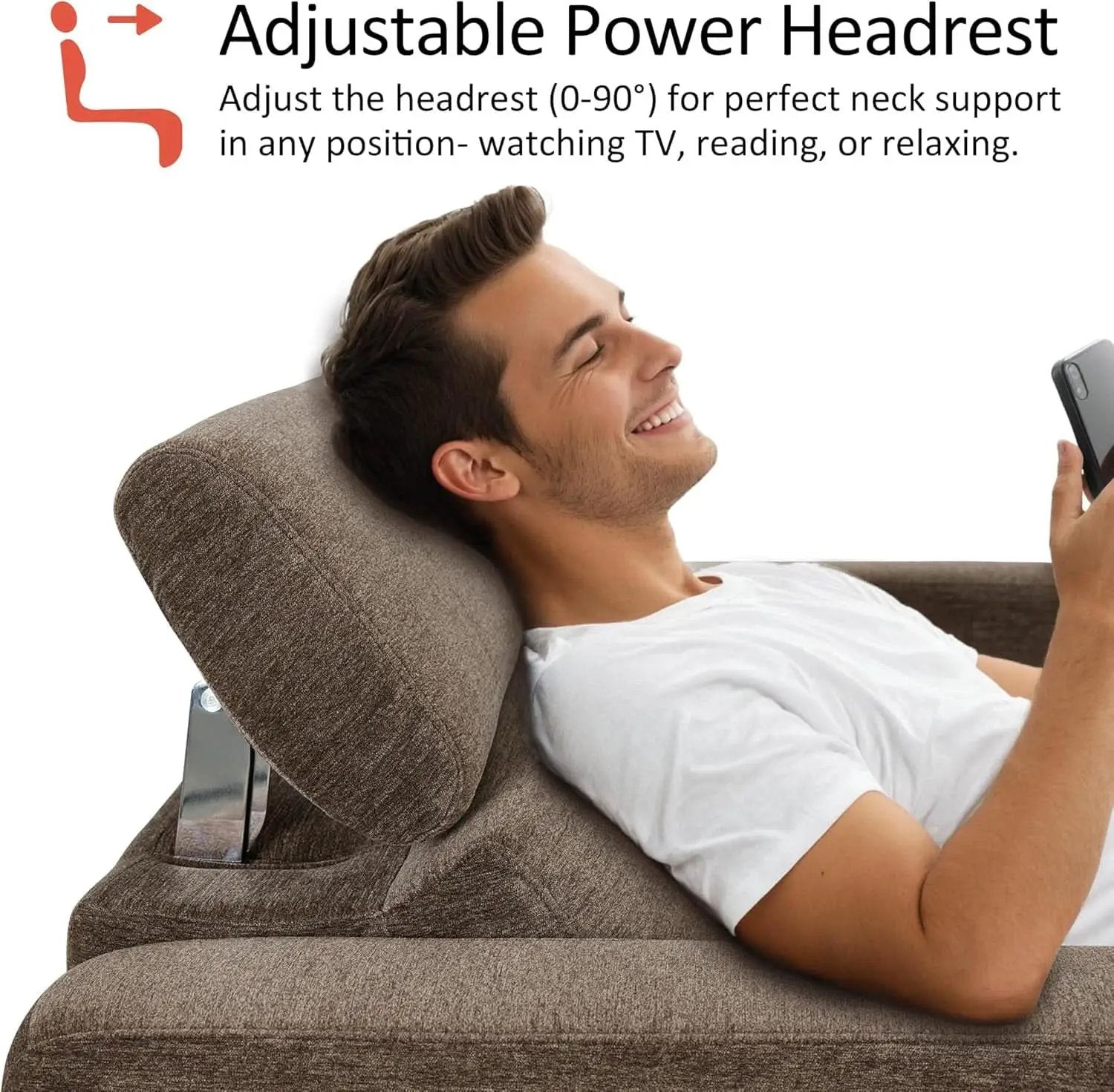 62.2 Inch Wall Hugger Power Loveseat Recliner with Adjustable Headrest and USB Ports in Coffee Fabric from PriceLows™