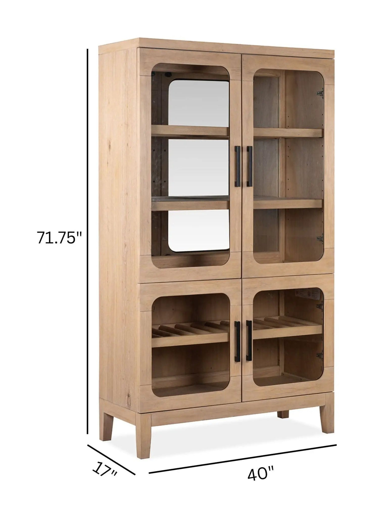 Somerset Buffet Curio | Butternut And Omari Natural Finish | Four Glass Doors | Knotty White Oak Veneer