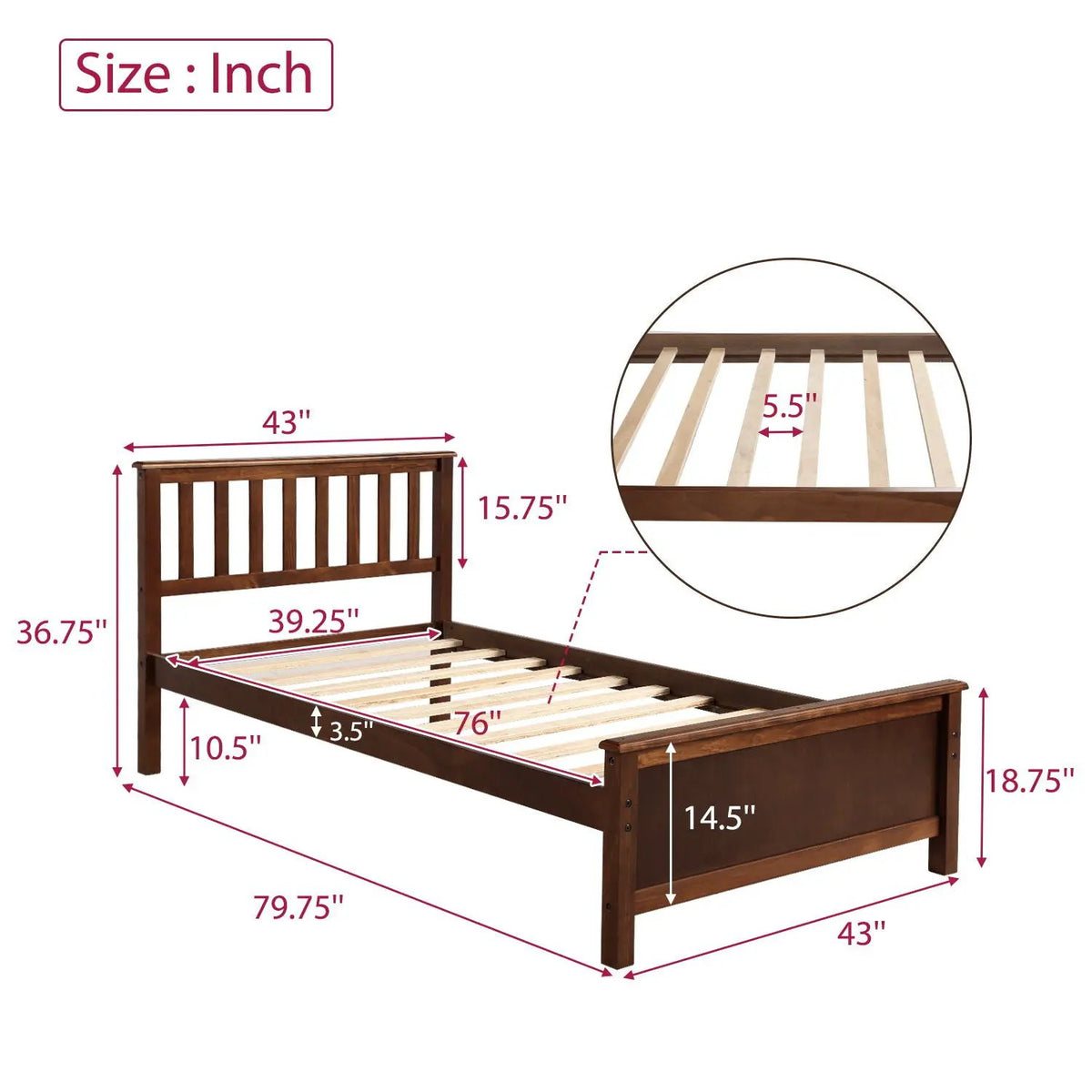 Platform Bed | Wood Slat Support | Headboard And Footboard