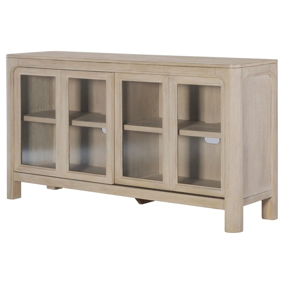 Solano Sliding Door Dining Sideboard Server Weathered Mango | 64 x 18 x 34.75 in | Engineered Wood & Glass | Dining Room