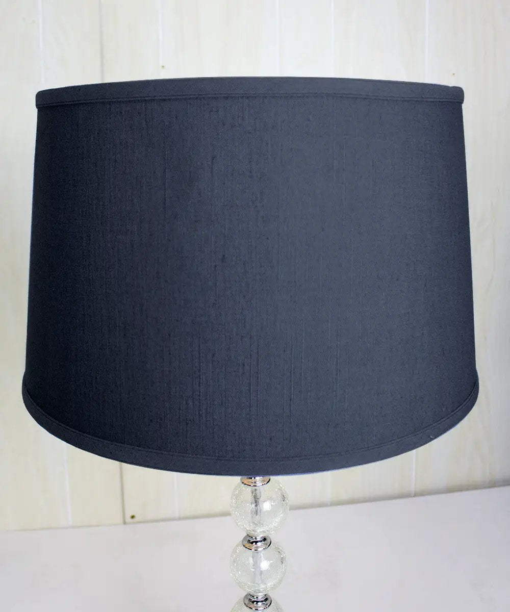 Lamp Shade | Shallow Drum | 16 In W X 10 In H | Textured Slate Blue Linen