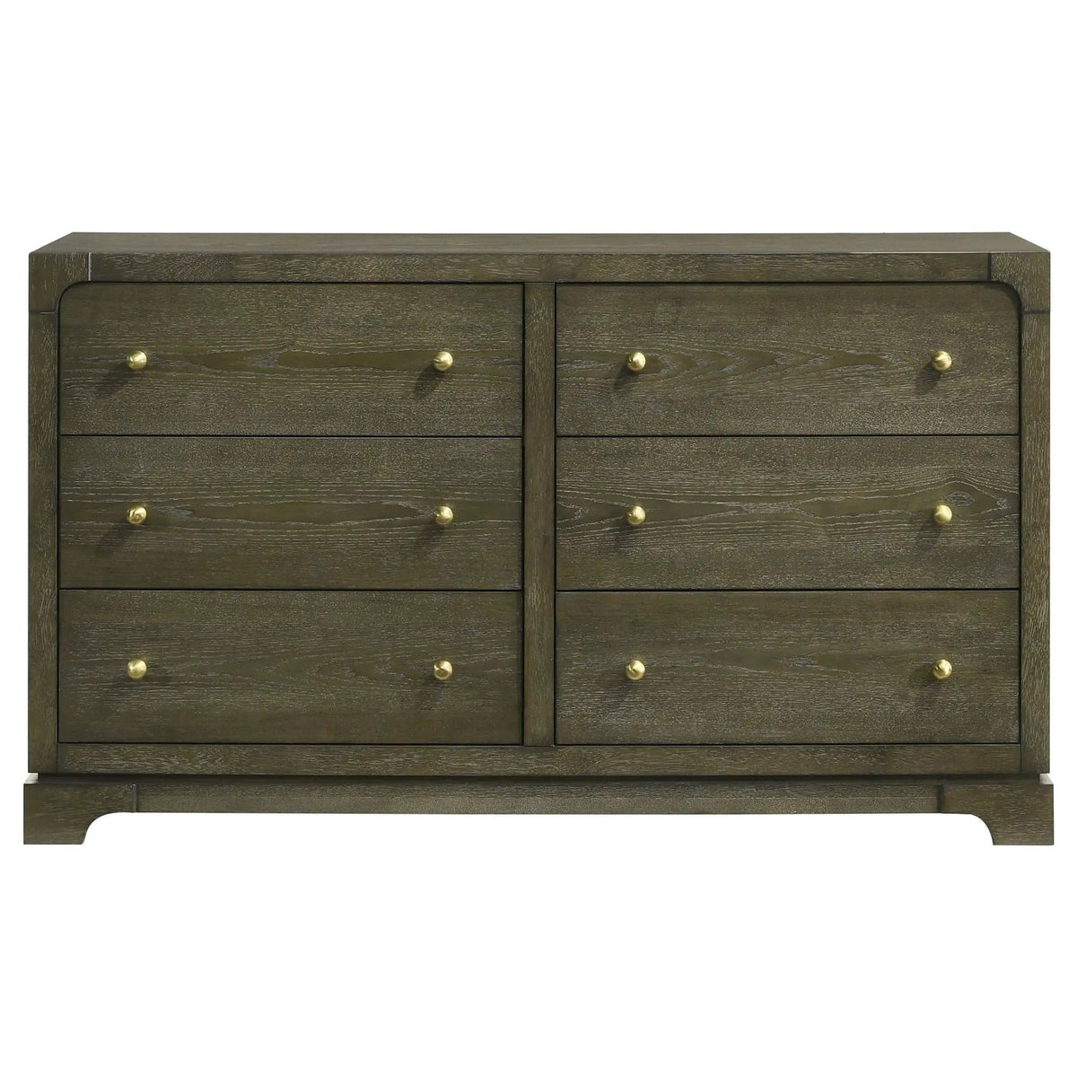 Gran Park 6-drawer Dresser Cabinet Dark Cocoa | 61 x 18.25 x 36 in | Veneer & Brass | Bedroom