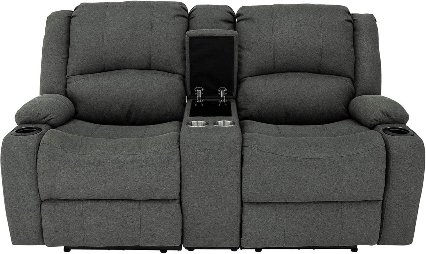 Powered Double Wall Hugger Recliner Sofa 67in Fossil Cloth from PriceLows™