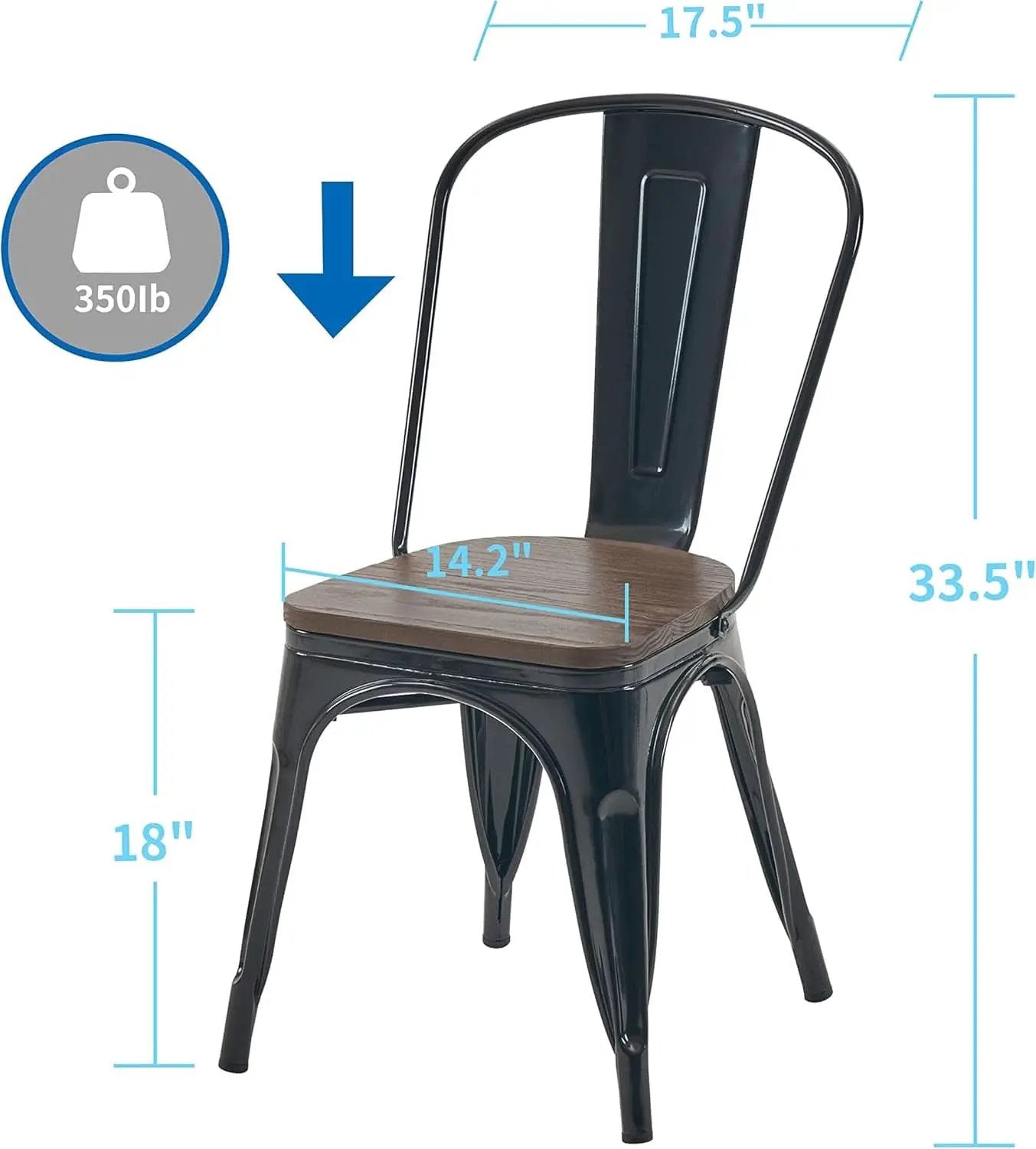 Stackable Metal Dining Chair 18 Inch For Kitchen Use from PriceLows™
