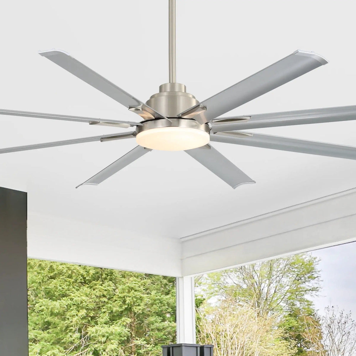 DC Motor Ceiling Fan With Dimmable Light And 8 Blade Aluminum Blades Nickel | 84 x 84 x 10.55 in | Aluminum | Home