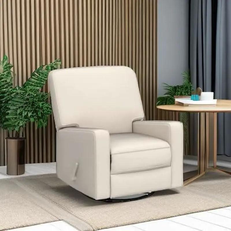 Beige Fabric Swivel Rocker Recliner Armchair DeepSeat from PriceLows™