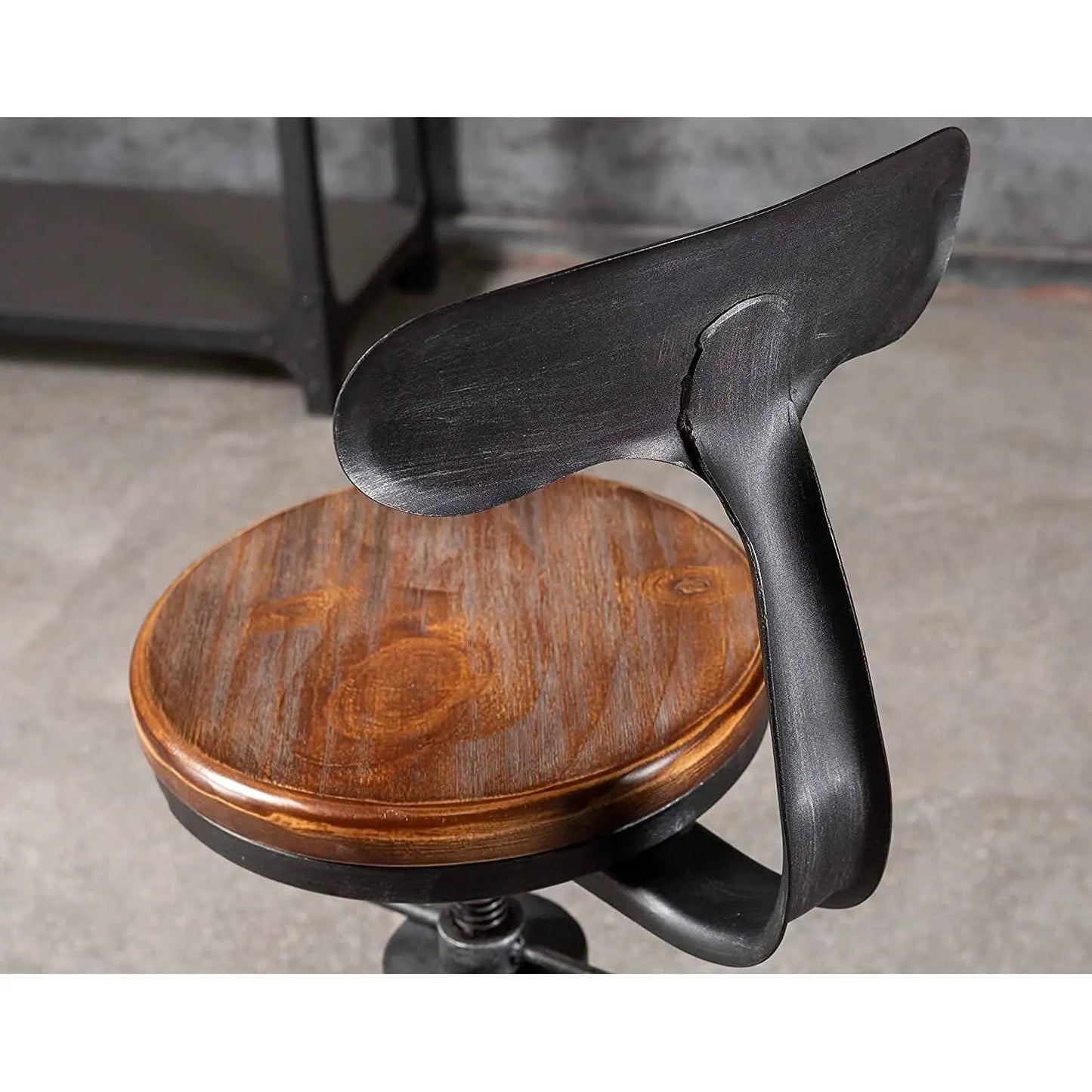 Adjustable Rustic Industrial Bar Stool Brown Seat Set of 2 from PriceLows™