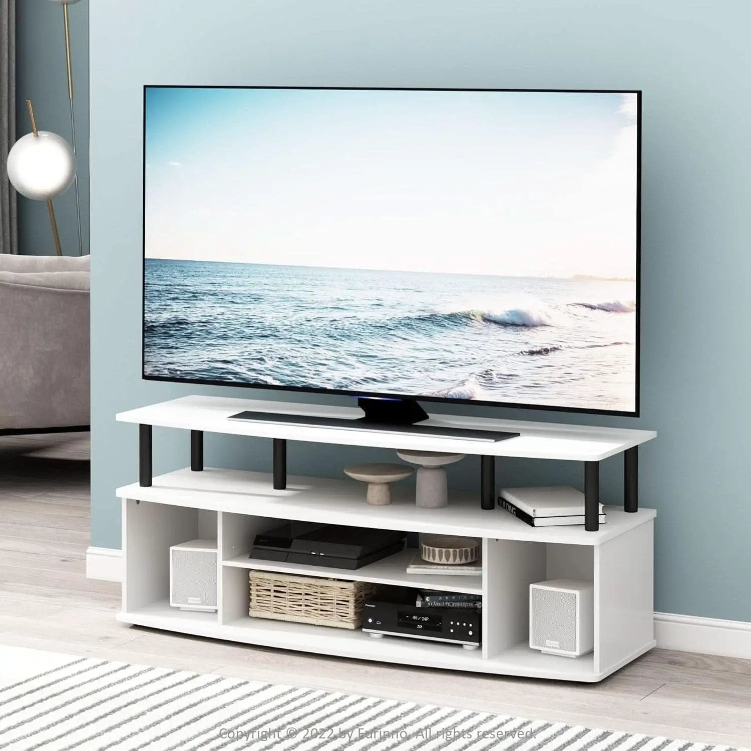 Jaya Large Entertainment Center For 55 Inch TV White And Black from PriceLows™