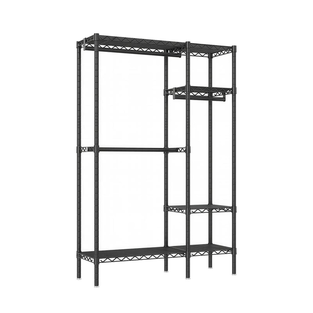 Freestanding Clothes Rack, With 6 Adjustable Wire Shelves And 3 Garment Rails | Freestanding Organizer | Steel | Black