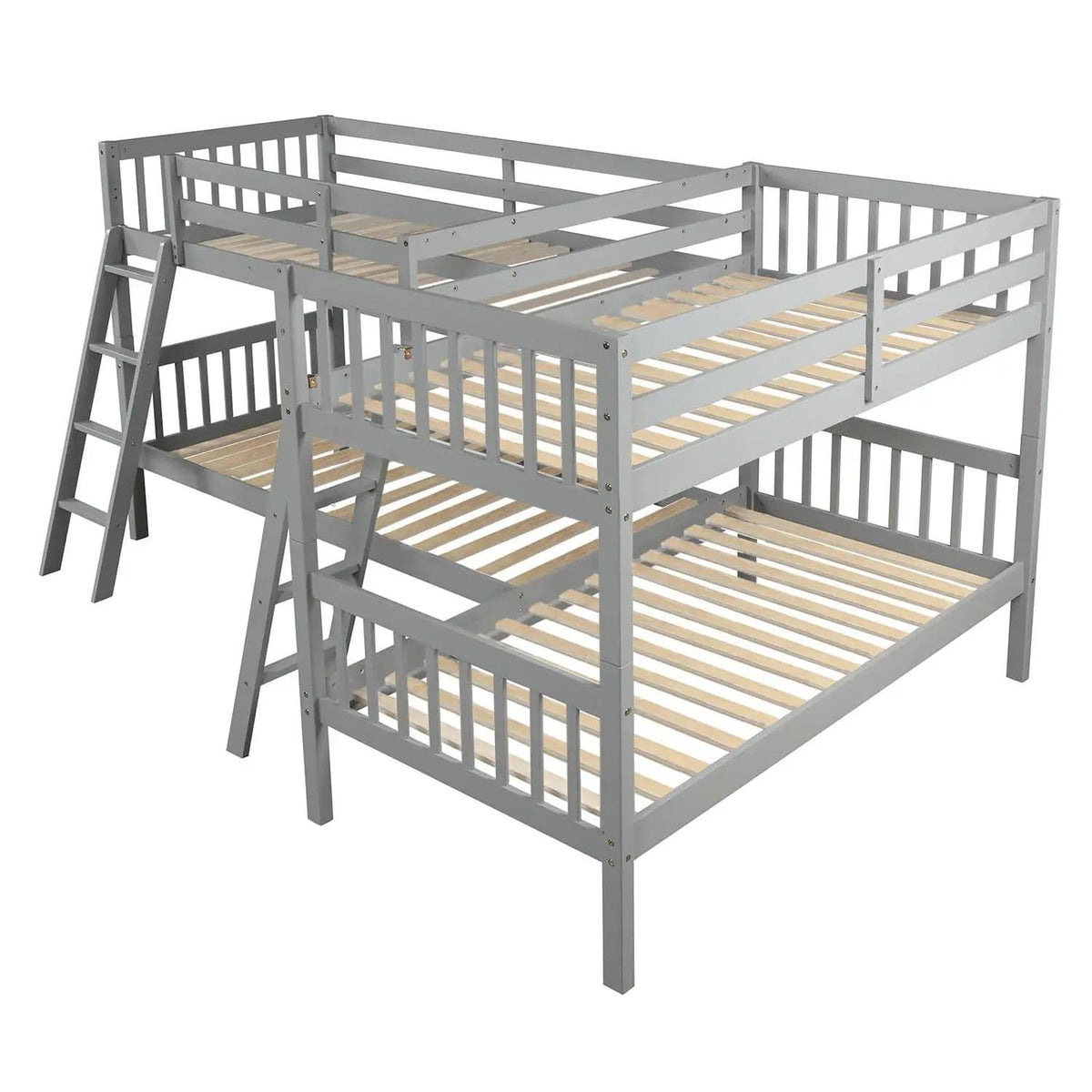 L Shaped Bunk Bed With Ladder | 2 Pieces | Pine Wood | Bedroom