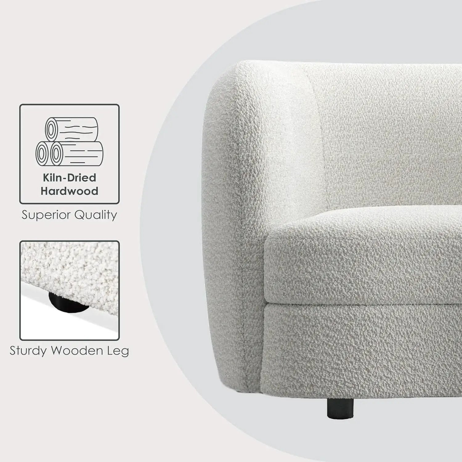 Nimiane Boucle 3 Piece Sofa Set Off White Modern Collection from PriceLows™